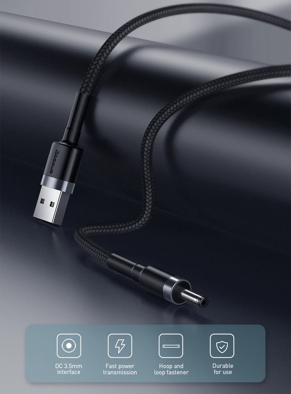 Baseus USB к DC 3,5 мм силовой кабель USB штекер к 3,5 Jack зарядный кабель для концентратора USB вентилятор лампа динамик DC адаптер питания кабель 1 м