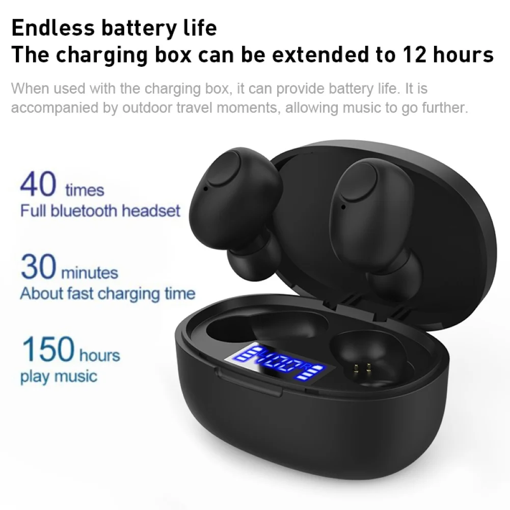 Wireless Bluetooth V5 0 Earbuds LED display Charging Case for Xiaomi iPhone Samsung Sony etc Android Phones Handsfree Earphone
