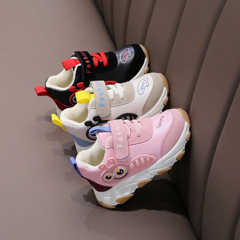 

2019 Autumn & Winter New Style Men And Women Children Sports Shoes Brushed And Thick Warm Shoes Korean-style Kids' Casual Shoes