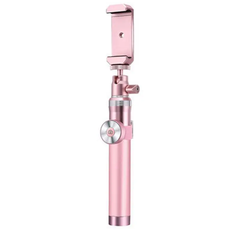 Rose Gold Luxury Bluetooth wireless Selfie Stick Handheld Brushed Metal Monopod Shutter Extendable For iPhone ios/Android - Цвет: Rose Gold