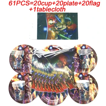 

Star Wars Theme Birthday Party Decoration Supplies Baby Shower Plates Cup Straws Tablecloth Star Wars Disposable Tableware Set