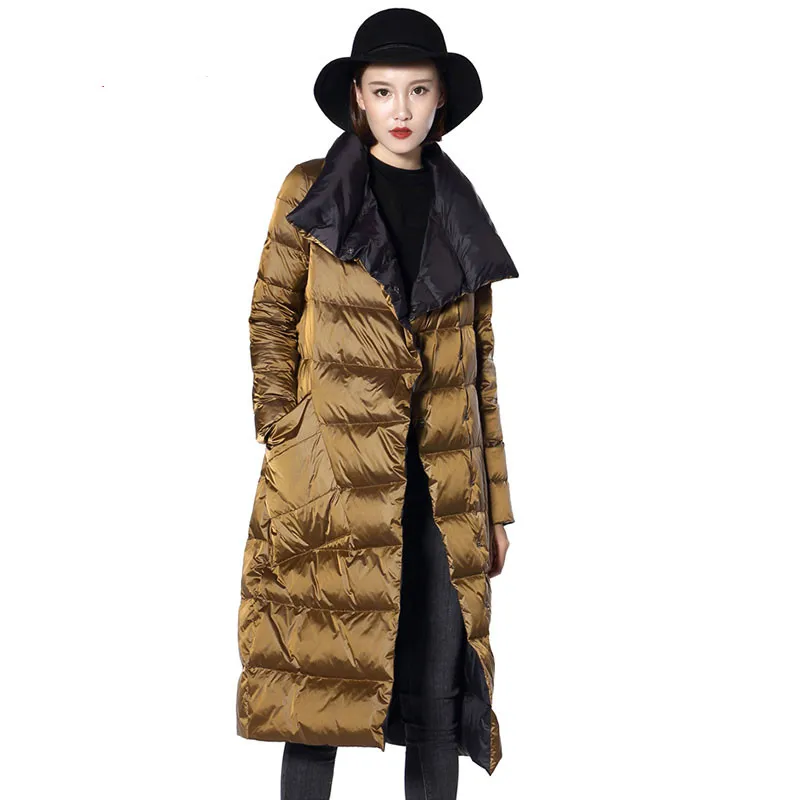 

Women Fashion Down Jacket New Winte Double Sided Warm Parkas Mujer Female Ultra Light White Duck Down Coats Snow Outerwear