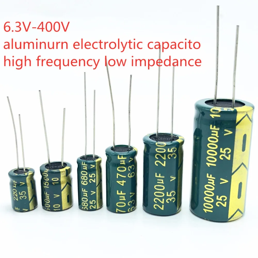 

10PCS high frequency electrolytic capacitor 20% 6.3V 1000UF 10V 1500UF 16V 2200UF 25V 3300UF 35V 50V 400V 4700UF 680UF 35V 1UF