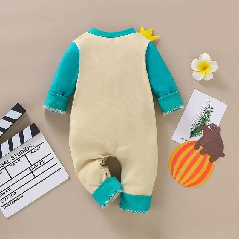 Весенне-осенние детские комбинезоны для малышей; Sunsuit для мальчиков и девочек; повседневная одежда с длинными рукавами и рисунком жирафа и динозавра для новорожденных
