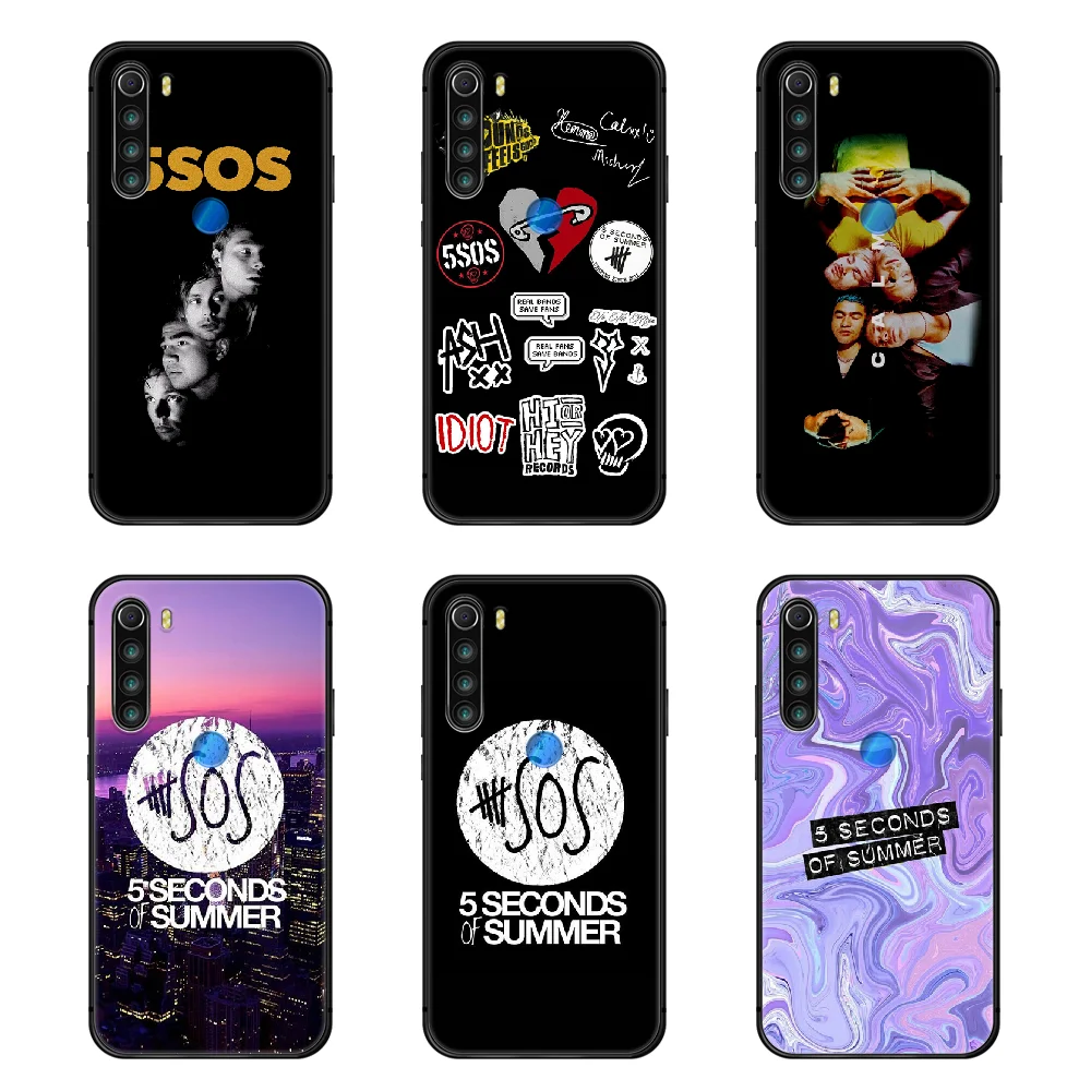 5SOS 5 секунд лета телефонный чехол Корпус для XIAOMI Redmi 7a 8a S2 K20 NOTE 5a 6 7 8 8t 9 9s pro max черный