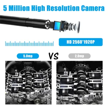 

KEBIDUMEI 5.0MP Wifi Endoscope 2560*1920 Waterproof Semi-Rigid Snake Inspection Camera with 1800 mAh Battery for iOS & Android