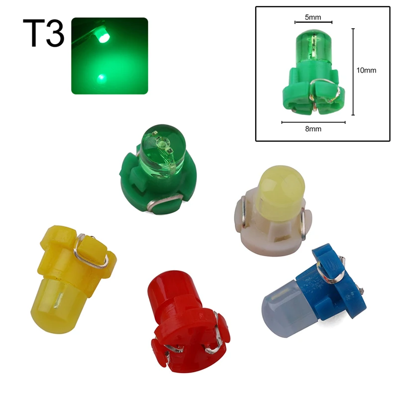 10 шт. T5 T3 T4.2 T4.7 B8.5 1 SMD СВЕТОДИОДНЫЙ Керамический автомобильный боковой клиновидный датчик приборной панели, приборная лампа, лампа DC12V - Испускаемый цвет: T3