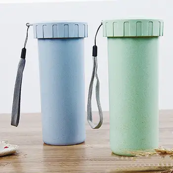 

Portable Water Cup With Cup Leakproof Unbreakable Travel Yoga Water Cup Running Camping wheat straw