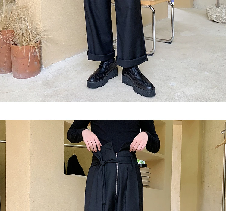 Для мужчин Высокая талия Свободные повседневные молнии широкие брюки для мужчин женщин Винтаж Мода Япония уличная хип хоп прямые шаровары