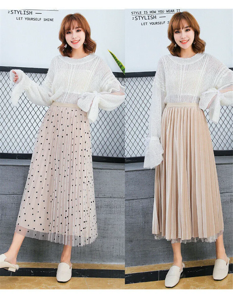 Hirigin новые модные женские Boho в горошек длинные макси юбки женская летняя с высокой талией плиссированная пляжная стильная повседневная