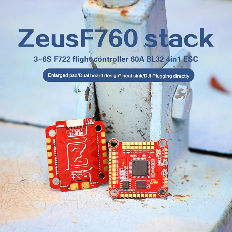 HGLRC Zeus F760 F7 Flight Controller 3-6S w/5V 9V BEC & 60A BL_32 DShot1200 4 in 1 ESC Stack For RC Racing Drone DIY Accessories