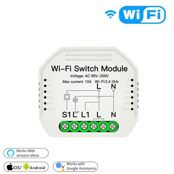 

Smart Switch Smart Life/Tuya APP 1/2 Way 90-250V WiFi Switch Module With Rail Bracket Work With Alexa Google Home Smart Home