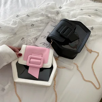 

Creative Women PU Leather Shoulder Bags Girls Hexagon Shape Chain Crossbody Elegant Female Shoulder Travel Totes Bag