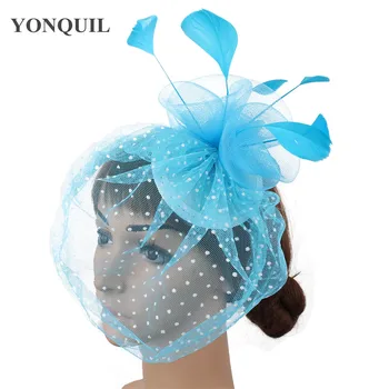 

Elegant bride wedding mesh flower fascinators hair accessories with fancy flower headwear nice cocktail occasion headdress