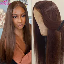 

FG 13x6x1 T Part Lace Wig Straight Human Hair Wigs For Women Brown Color Brazilian Remy Hair Transparent Lace Wigs PrePlucked