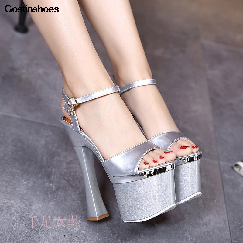 

Platform Sandals High Heel Sandals Peep Toe Platform Chunky Heel 18cm Heels Catwalks Gladiator Sandals Sandalias Mujer
