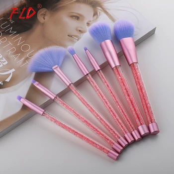 

FLD 7pcs Bling Makeup Brushes Set Powder Foundation Eyebrow Highlight Cosmetics Make Up Brush Kit Soft Hair Brochas Maquillaje