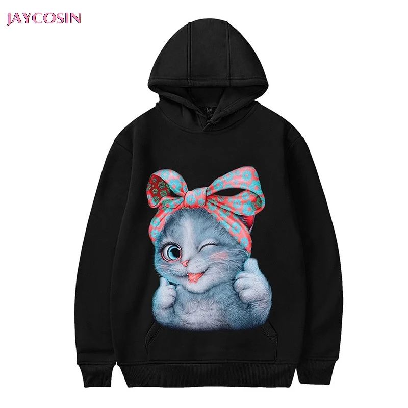 

JAYCOSIN 2019 Personality Halloween Guards Women Cat Print Long Sleeve Pullover Hooded Sweatshirt Clothes Blouse Tops Drop #0809