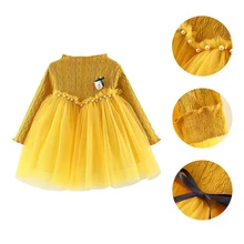 Детское платье для маленьких девочек Пышное праздничное платье принцессы с юбкой-пачкой фатиновое платье с кружевным бантом и цветочным рисунком новая От 0 до 6 лет одежда для маленьких девочек весна-зима