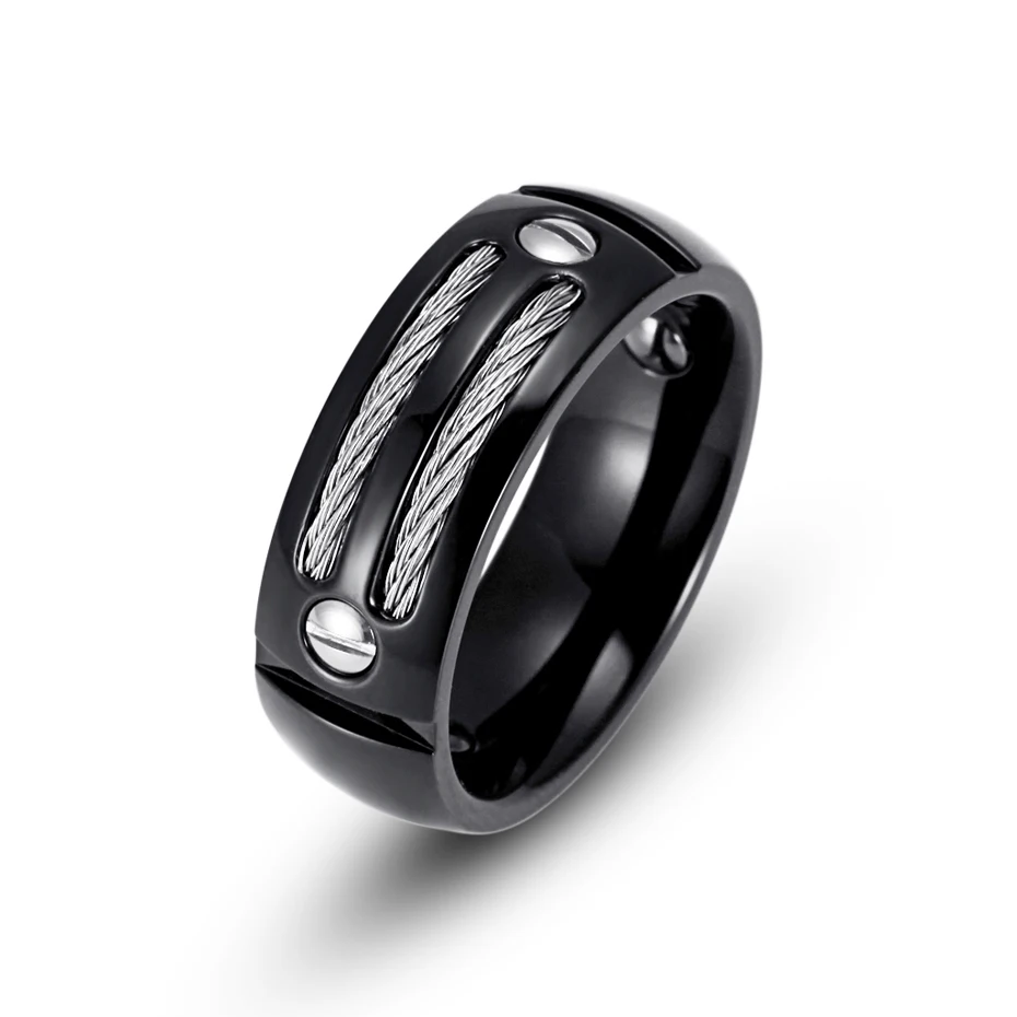 black ring WelMag модные повседневные гематиты из нержавеющей стали для здоровья черные Серебряные Золотые полированные кольца ювелирные изделия унисекс размер США - Цвет основного камня: black ring