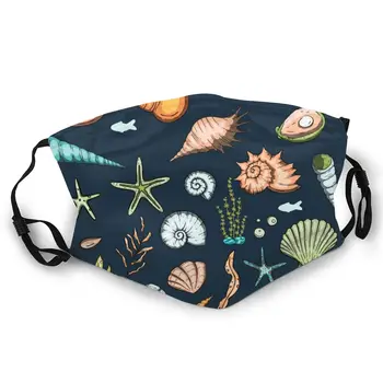 

Sea Shells Stars Fish Double-sided printed dustproof and windproof mask, can be cleaned and reused, suitable for outdoor sports