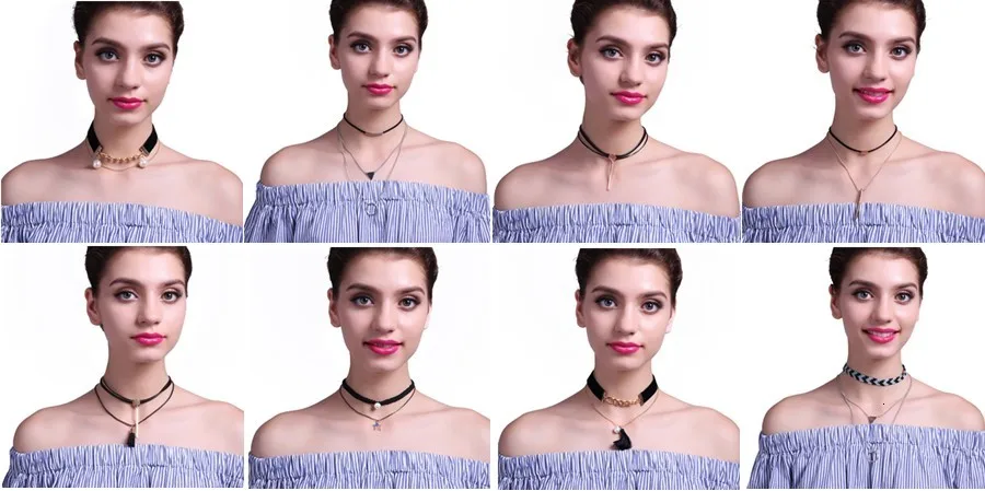 Leather Choker Multilayer900-1