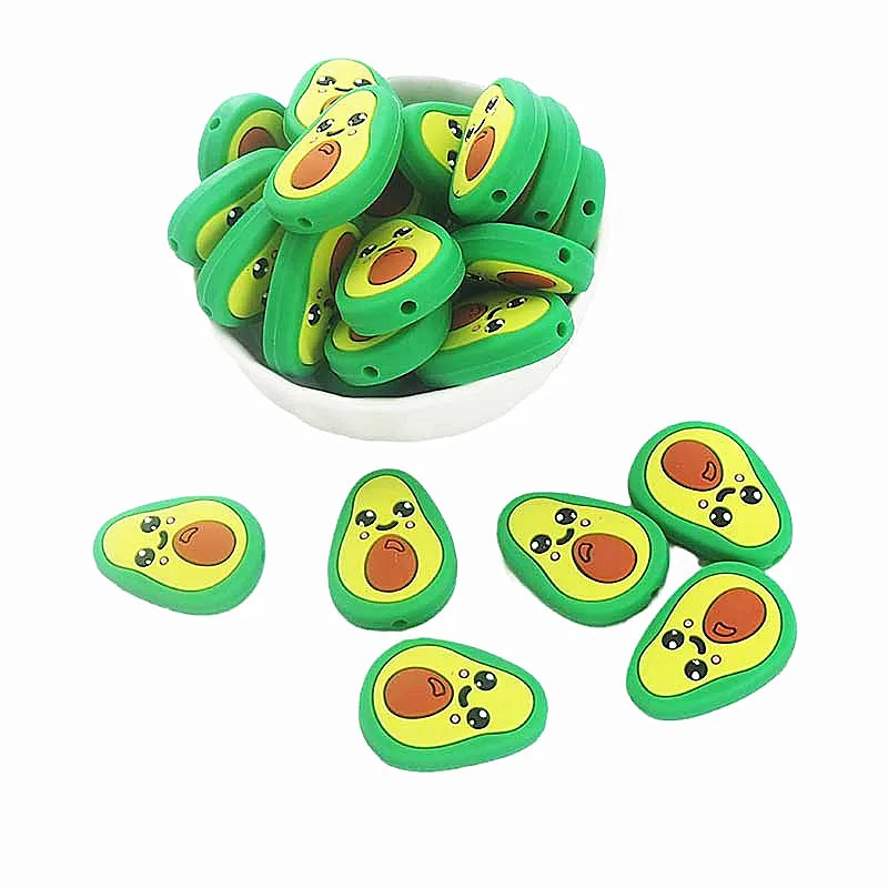 

Chenkai 10PCS Silicone Avocado Beads Baby Chewing Pendant Nursing Sensory Teething Pacifier DIY Necklace Chain Nursing Toy