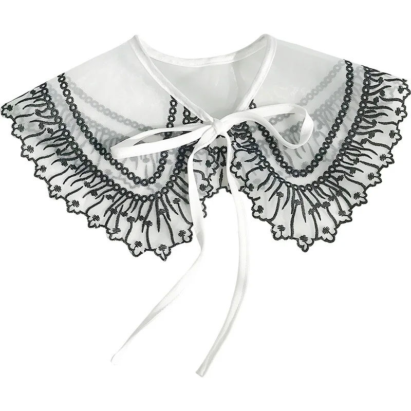 

Vintage Female Chiffon Fake Collar Sweater Detachable Shirt False Collar for Women Cloth Dress Lapel Blouse Top Ties Neckwear