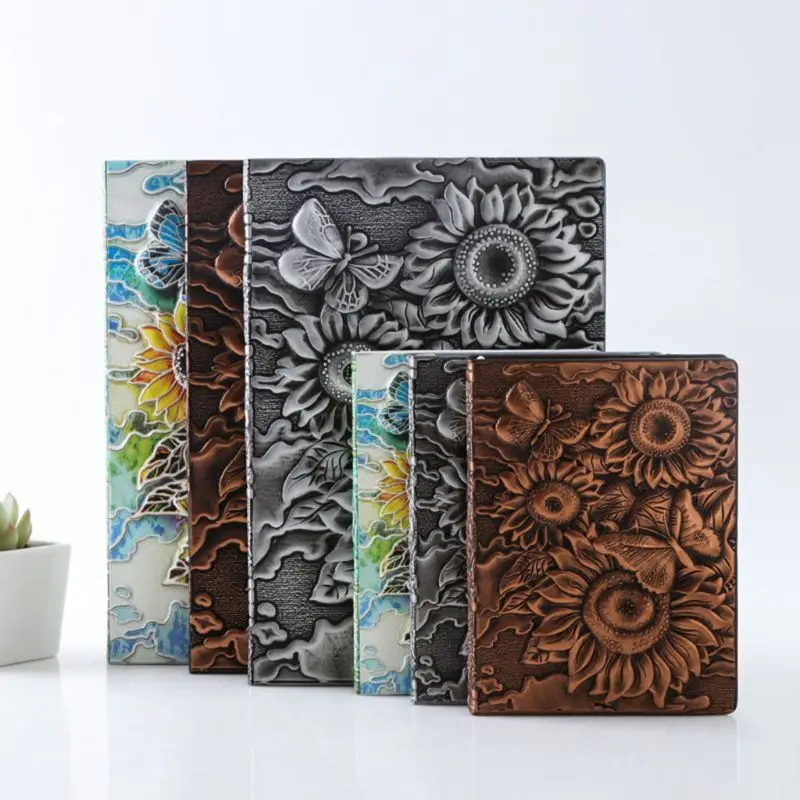 

3D Sunflower Embossed Notebook Journal Notepad Travel Diary Planner Business School Office Supplies