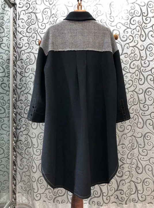 Early autumn new women's Polo color block Plaid decoration long sleeve loose dress 913