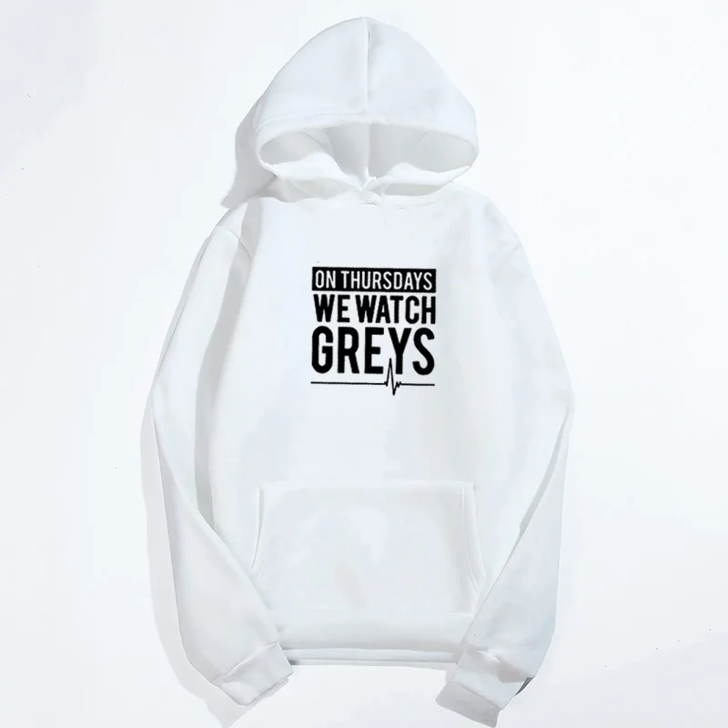 В thurday's We Watch Greys забавные толстовки для женщин, пуловер с принтом, флисовые толстовки для женщин, черные, белые толстовки, пальто, Топ