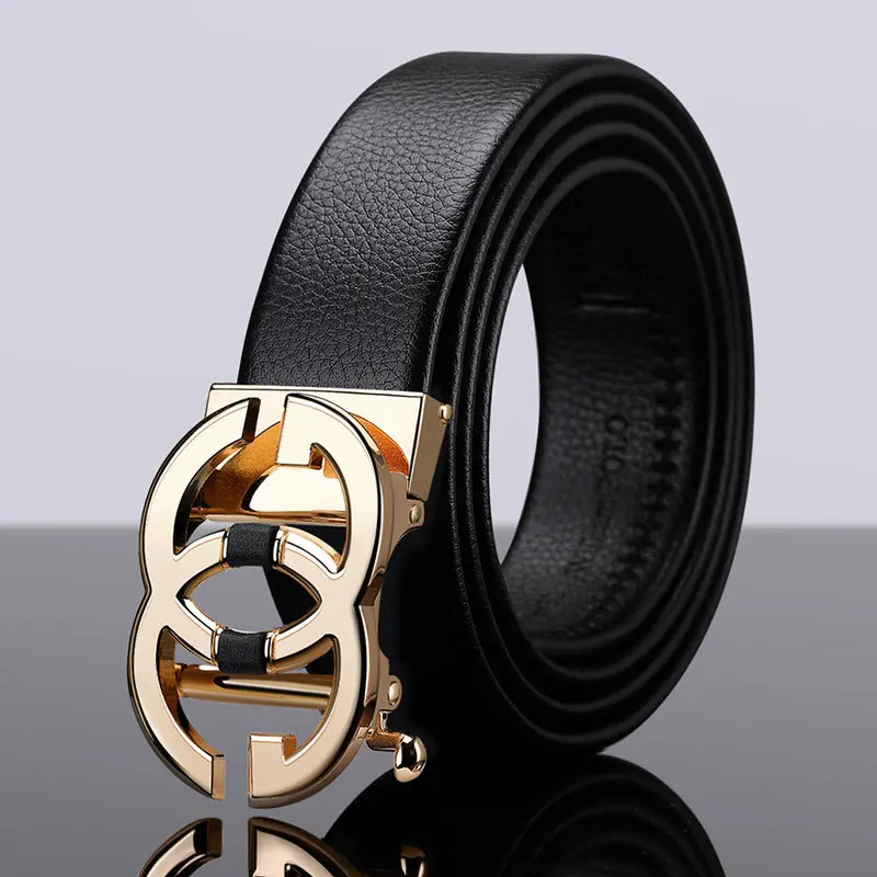 

full-grain leather Brand Belt Men Top Quality Genuine Luxury Leather Belts for Men Strap Male Metal Automatic Buckle designers