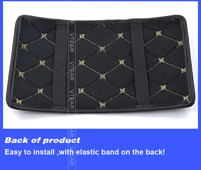 Vtear universal car armrest cushion cover center console auto seat case central PU leather pad protection interior accessories