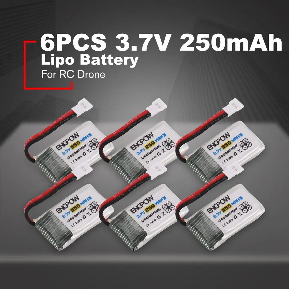 

6PCS Engpow 3.7V 150mAh 1S Rechargeable Lipo Battery Mini PH2.0 Plug Connector For H36 RC Drone Quadcopter Helicopter Model