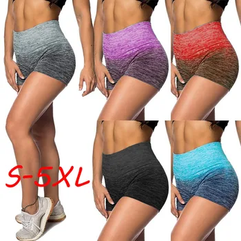 

Casual fashion Tie-dye Print Womens Spring and summer Color gradient Elastic High Waist Leggings Tight Sports Shorts h4