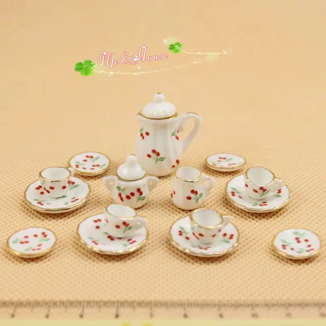 1: 12 кукольный дом мини игровой дом модель подарок игрушка фарфор китайский стиль чайный сервиз