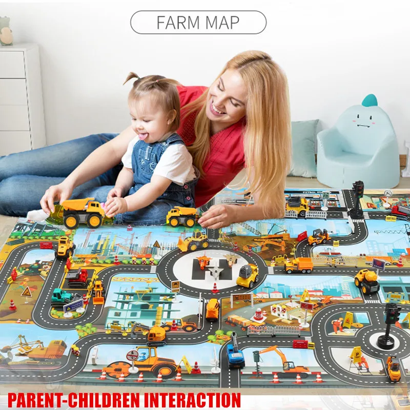 

Large Traffic Map Kids Play Mat for Baby Learning Traffic Vehicles Montessori Toys for Children's Mat Boy Girl Education Gifts