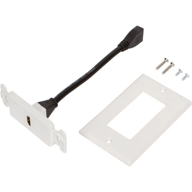 1-port настенная пластина для HDMI 2,0 панель Лицевая крышка 1080P полный высокой четкости розетка Монтажный кронштейн с кабелем для телевидения кабины - Цвет: Белый