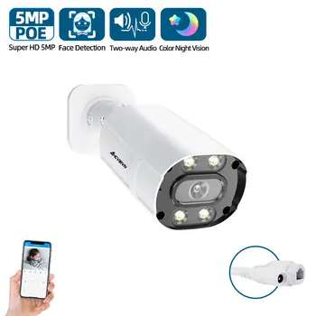 

Full Color Night Vision Security Camera 4K Outdoor Two-Way Audio POE CCTV Video Surveillance IP Camera HD 5MP Bullet IP Camera