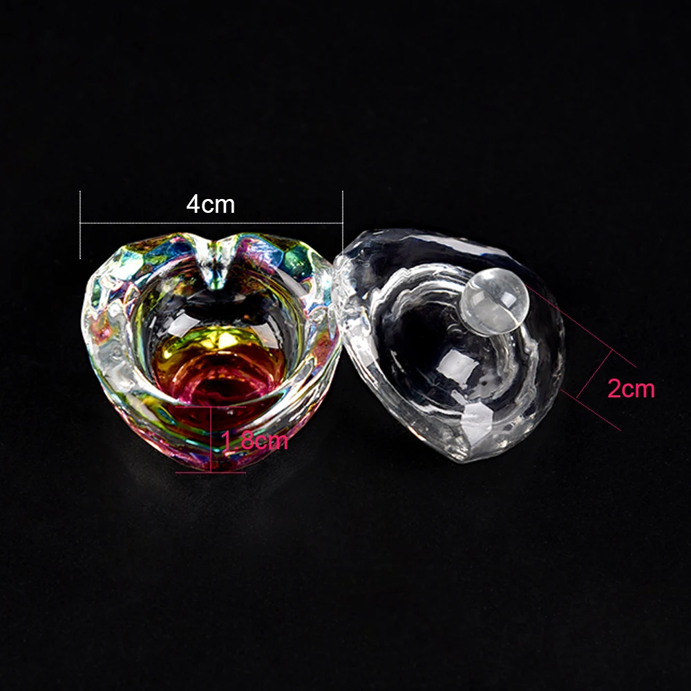1Pc Nail Art Acrylic Liquid Powder Dappen Dish Bowl Glass Crystal Cup Heart Glassware with Lid for Nail Art Manicure Care Tools 6