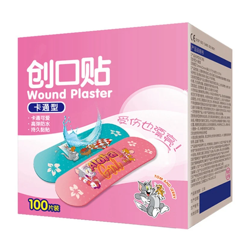 

2019 New 100pcs Cartoon Cute Tin Paste Breathable Waterproof Band Aid Bandages Hemostasis First Aid Kit For Kids Children Home