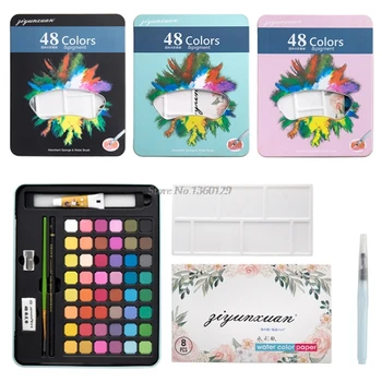 

48 Colors Solid Watercolor Paint Pigment Portable Travel Brush Pen for Beginners Dropship
