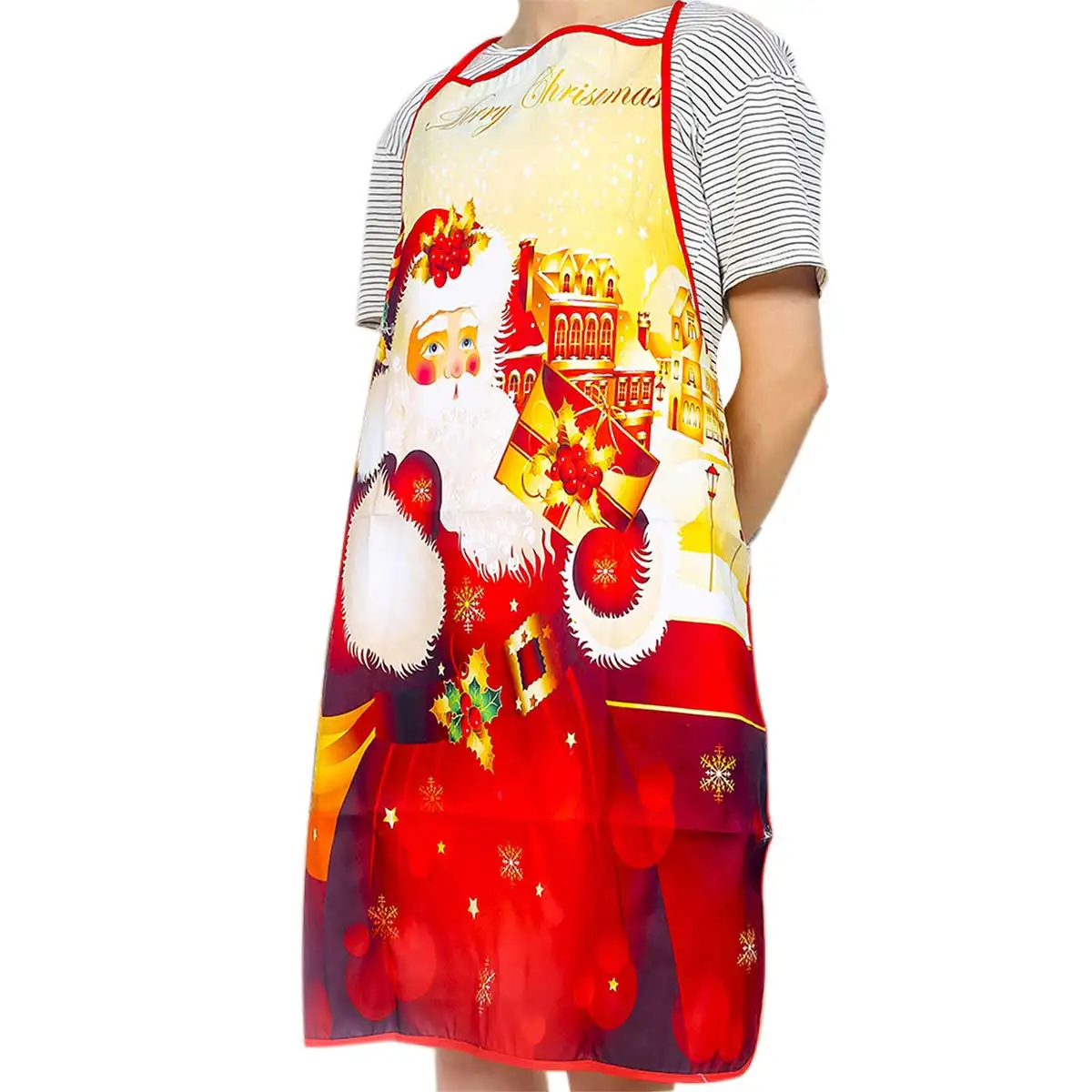 Christmas Apron New Year Theme Cute Print Adjustable Kitchen Cooking Aprons for Men Women