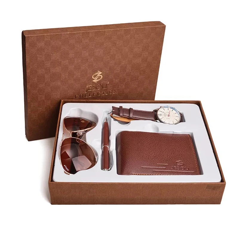 

Watch Gift Set Box Men Wallets Watch Sungalsses Ballpoint pen Gift sets Mens Top Brand Fashion Quartz Wrist Watch Men's Gifts