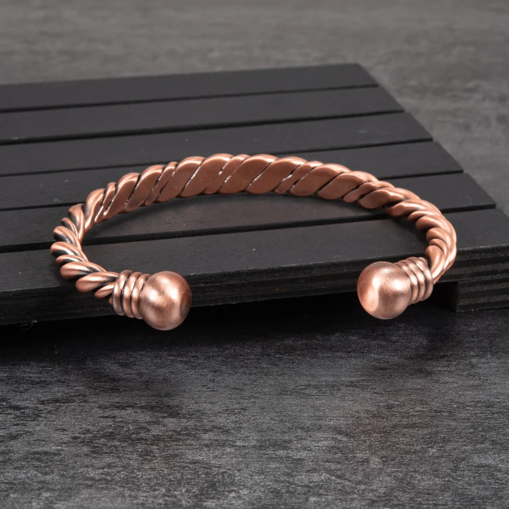 Twisted Pure Copper Magnetic Bracelet Adjustable Health Energy Bangles Arthritis Pain Relief Open Cuff Jewelry Women Resizable 4