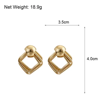 

GU-159 Trendy Gold Square Alloy Earrings For Women Unique Geometric Statement Earrings Party Jewelry Wedding Accessories 2020
