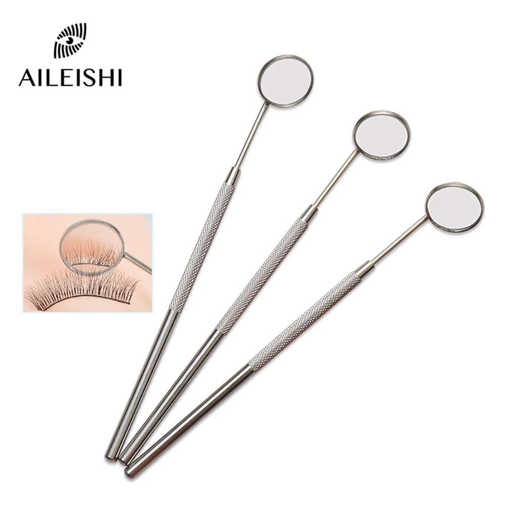 Espejo de comprobación de acero inoxidable para extensión de pestañas, espejos dentales portátiles, boca y dientes, herramienta profesional de maquillaje de pestañas, 1 ud.