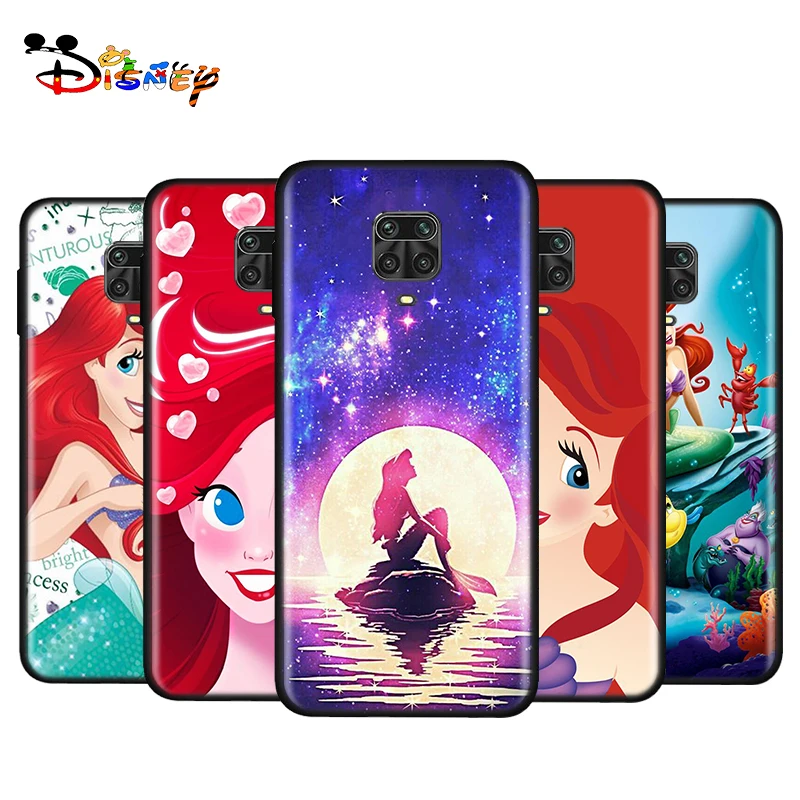 Silicone Soft Cover Cute The Mermaid For Xiaomi Redmi Note 10S 10 9 9S 9T 8T 8 7 6 5 Pro Max 5A 4X 4 5G Black Phone Case | Мобильные