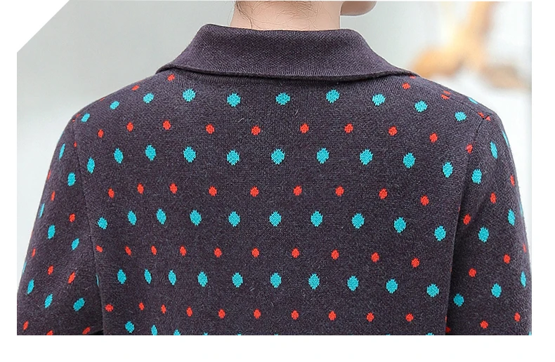 ASLTW Dot кардиган пальто осенне-зимний кардиган на молнии Feminino плюс размер верхняя одежда вязаный свитер с лацканами для женщин