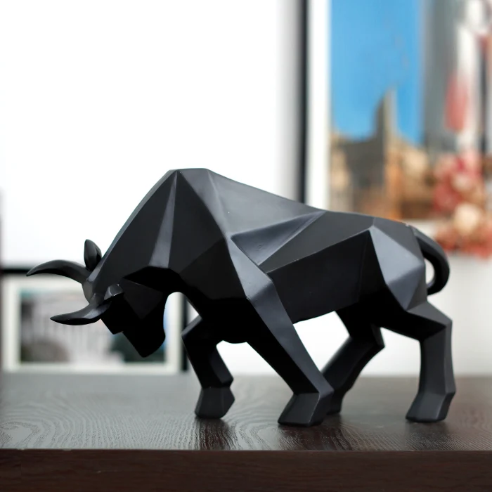 

Resin Geometric Bison Ox Sculpture Abstract Bull Statue Office Decoration Home Art and Craft Ornament Accessories Birthday Gift